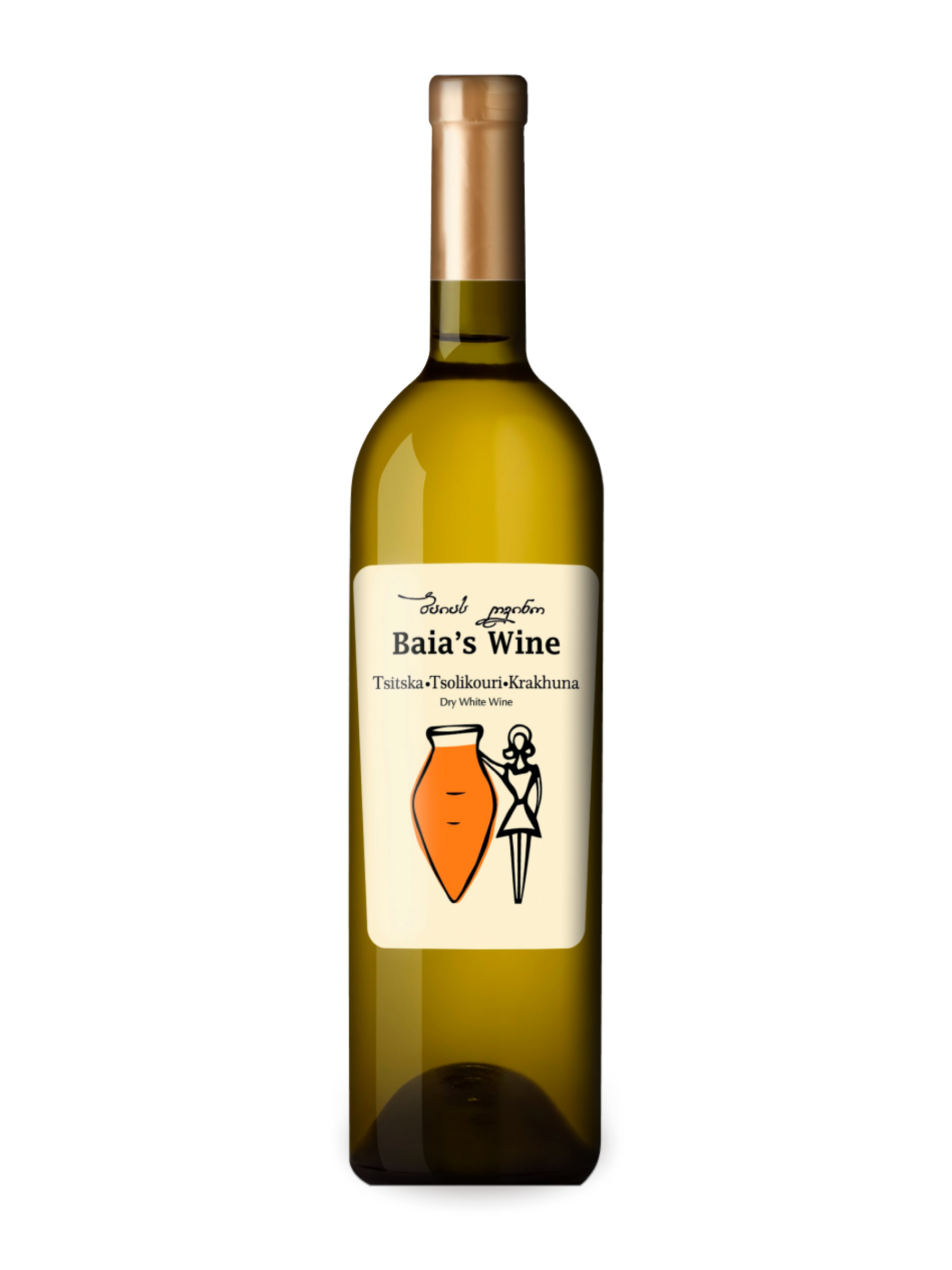 Baias Tsitska Tsolikauri Krakhuna 2022 Qvevri Amber dry - A Georgian amber wine bottle