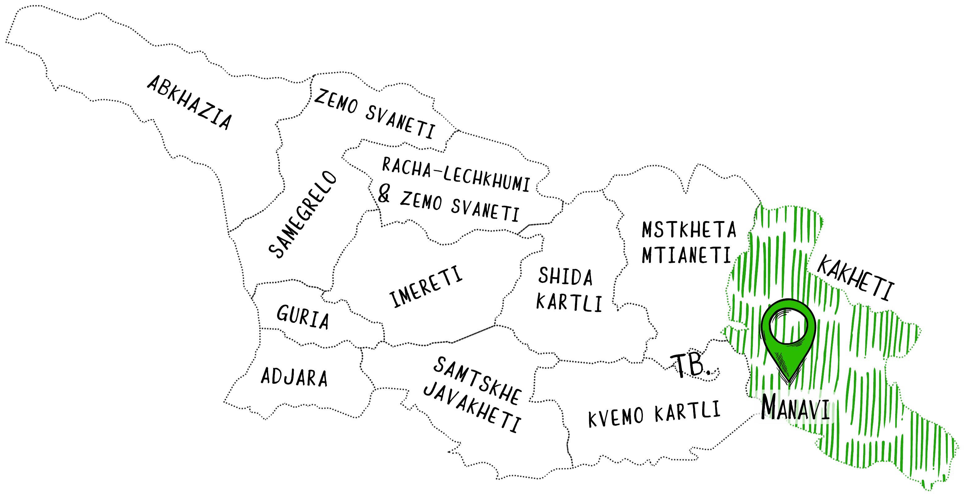 Giuaani Map of Georgian wine regions with Manavi highlighted