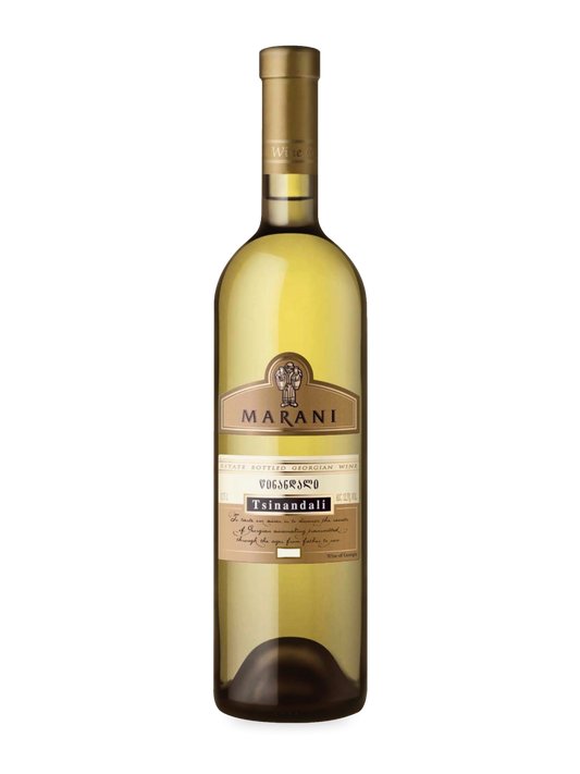 Marani Tsinandali 2018 white wine bottle with no background