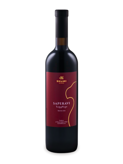 Shumi Mukuzani 2021 - A robust Georgian red wine bottle with no background