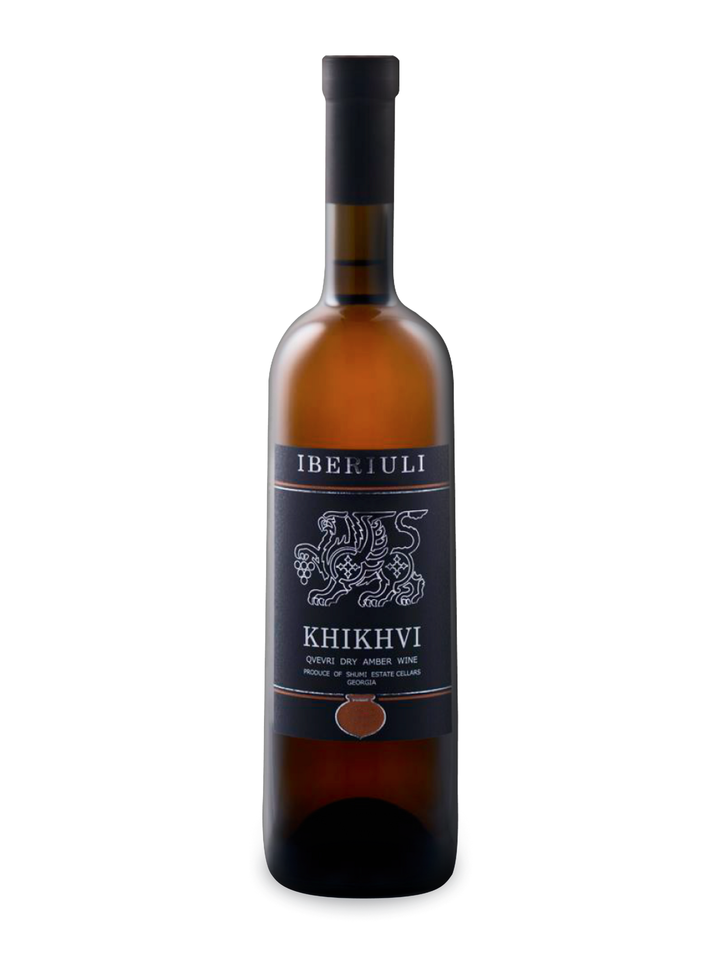 Shumi Iberiuli Khikhvi 2019 Qvevri - A Georgian Qvevri wine bottle with mo background