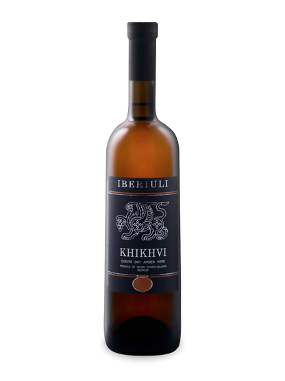 Shumi Iberiuli Khikhvi 2019 Qvevri - A Georgian Qvevri wine bottle with mo background