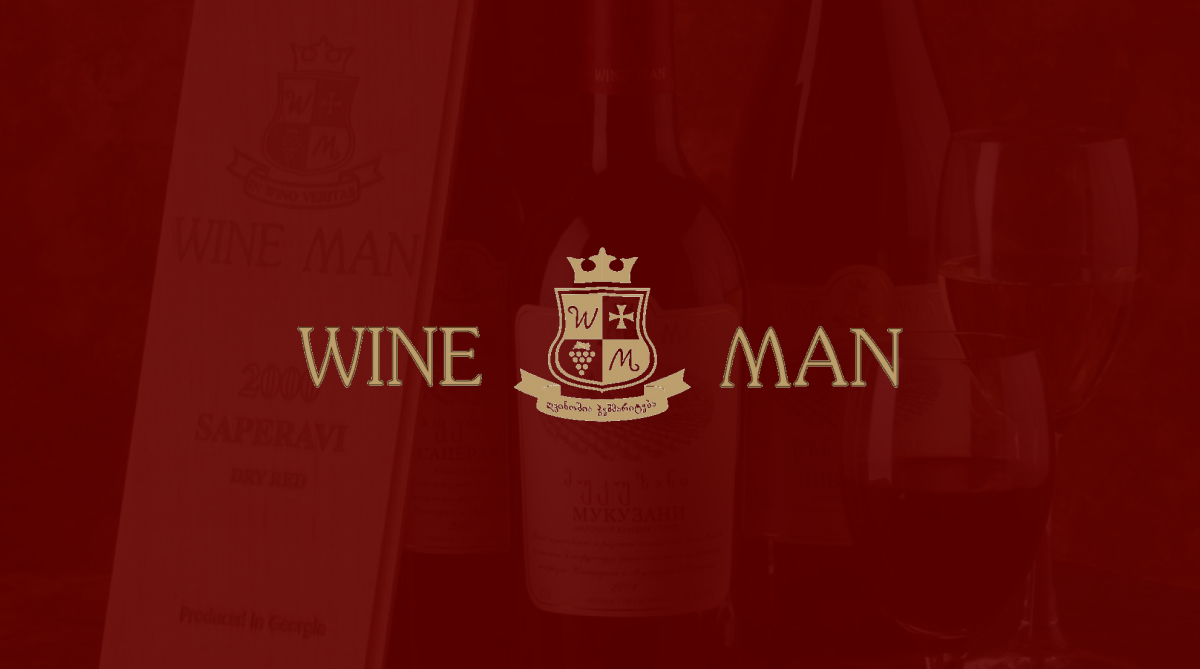 Wine Man logo on red background