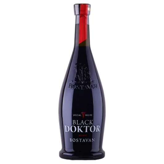 A Bottle of Bostavan Black Doktor Red Sweet wine