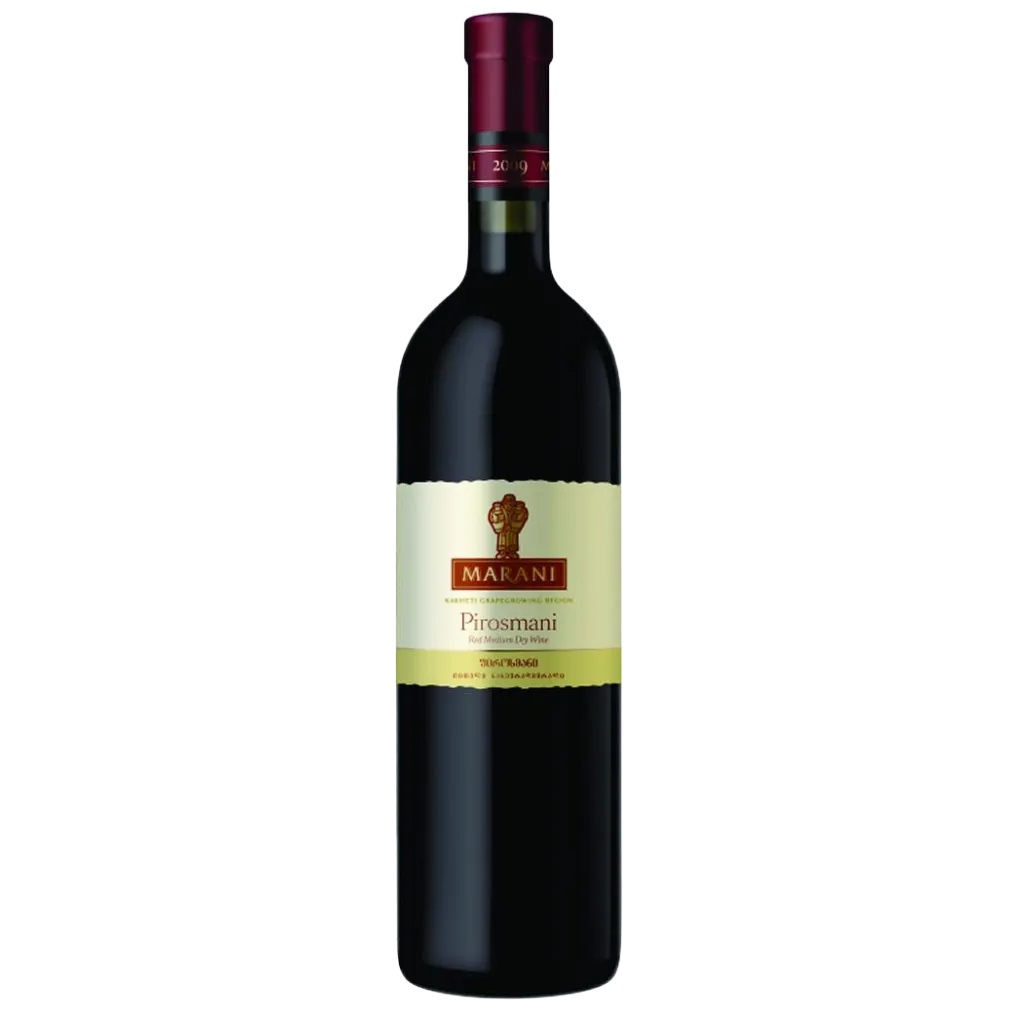 A bottle of Marani Pirosmani – Medium-Dry Georgian Red Wine